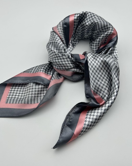 gray retro small silk scarf